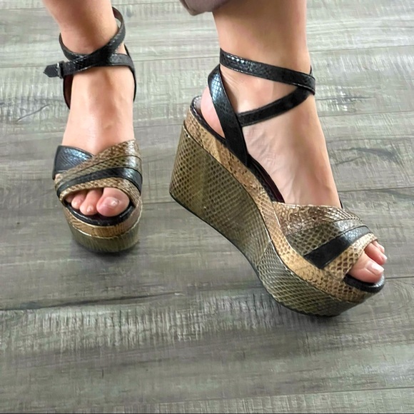 MARNI platform sandals snakeskin ankle strap 39 - Picture 1 of 8